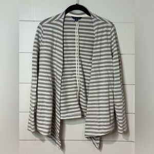 Lands End Open Front Striped Cardigan Size S